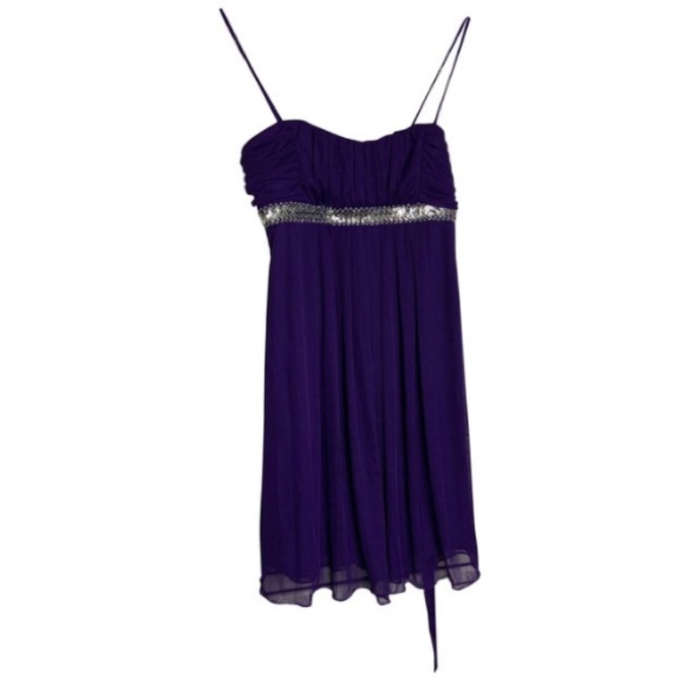 LG Purple Sweet Storm spaghetti mini prom dress